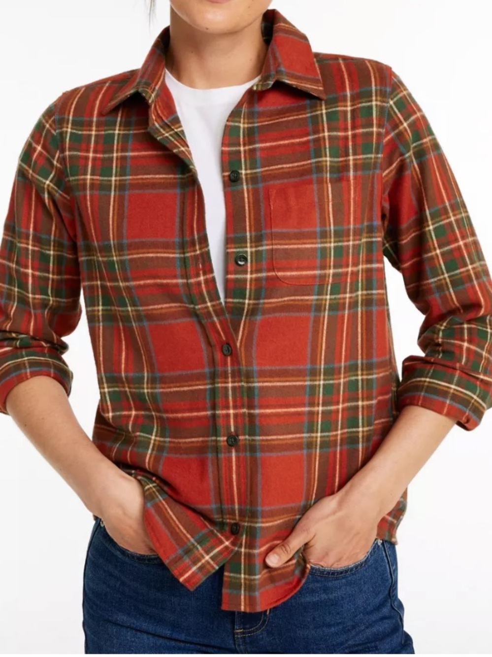 LL Bean Women’s M Scotch Plaid Flannel Shirt Gorpcore